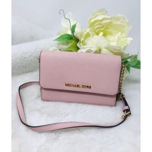 Michael Kors Saffiano Leather 3-in-1 Crossbody Pink Blush Purse Mini Bag Chain - Picture 5 of 11